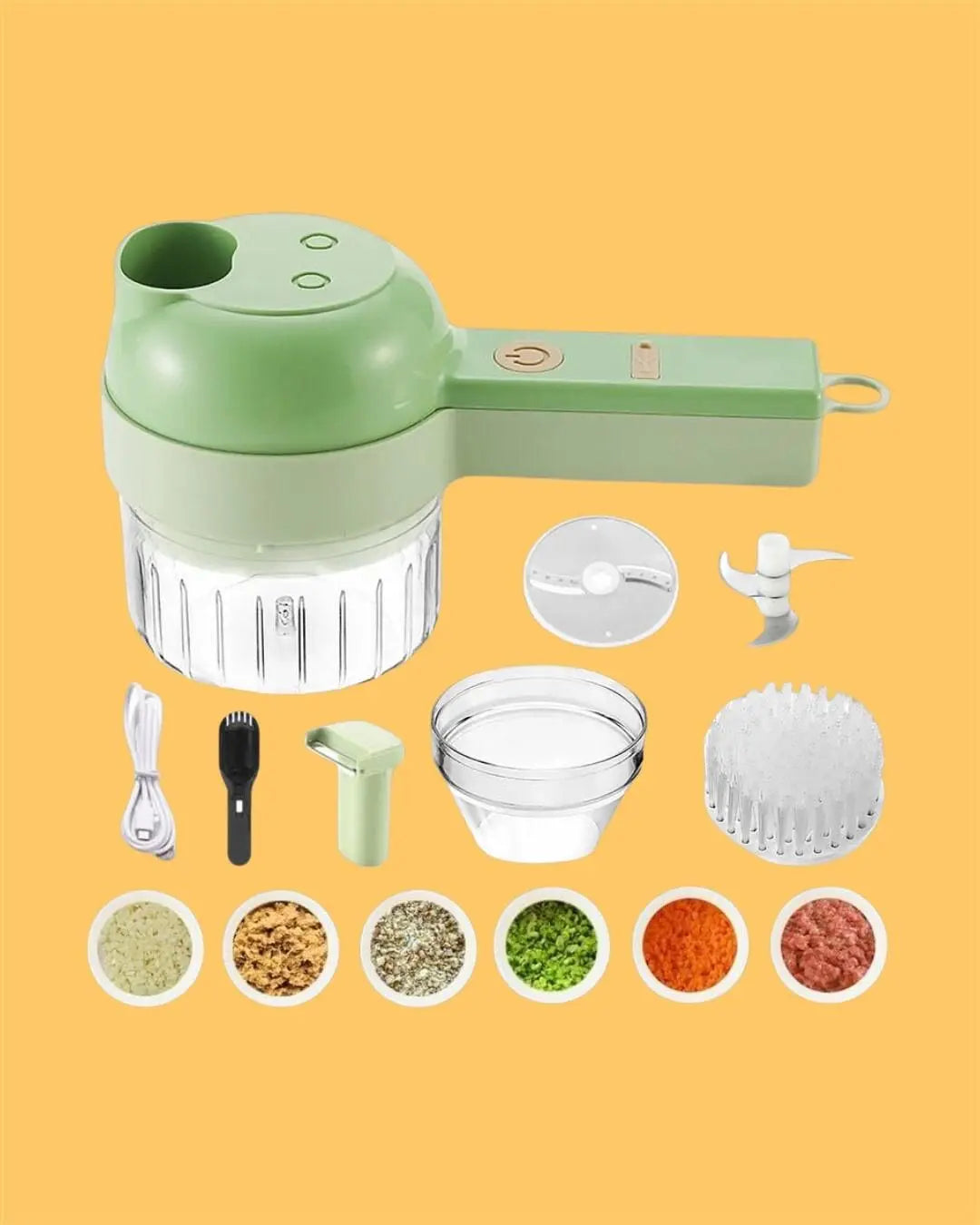 GiftArc 4 in 1 Portable Electric Vegetable Cutter – USB Rechargeable Chopper with Peeler, Slicer & Self-Cleaning Function