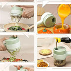 GiftArc 4 in 1 Portable Electric Vegetable Cutter – USB Rechargeable Chopper with Peeler, Slicer & Self-Cleaning Function