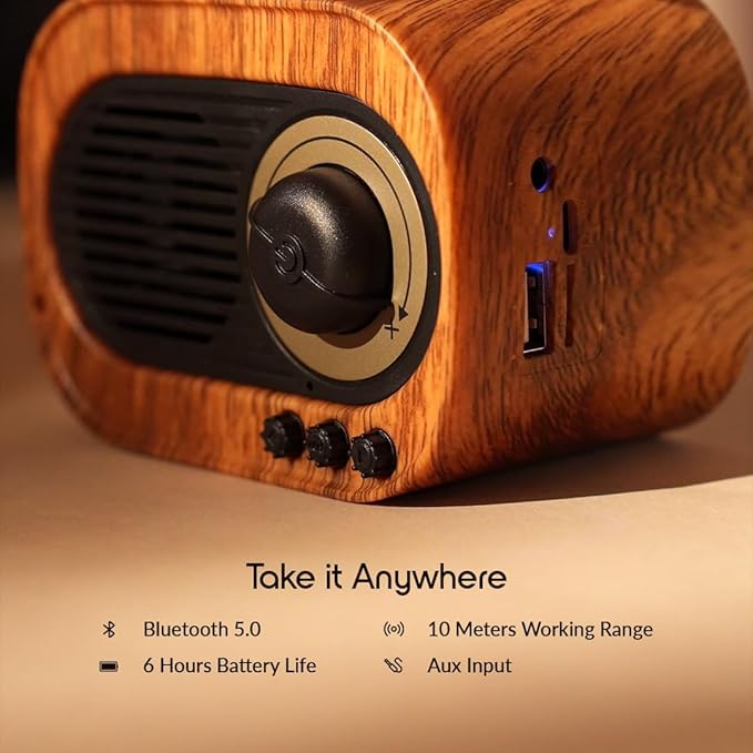 GiftArc Retro Gramophone Bluetooth Speaker – Vintage Design, Rich Sound, 6-Hour Playtime, 1-Year Warranty