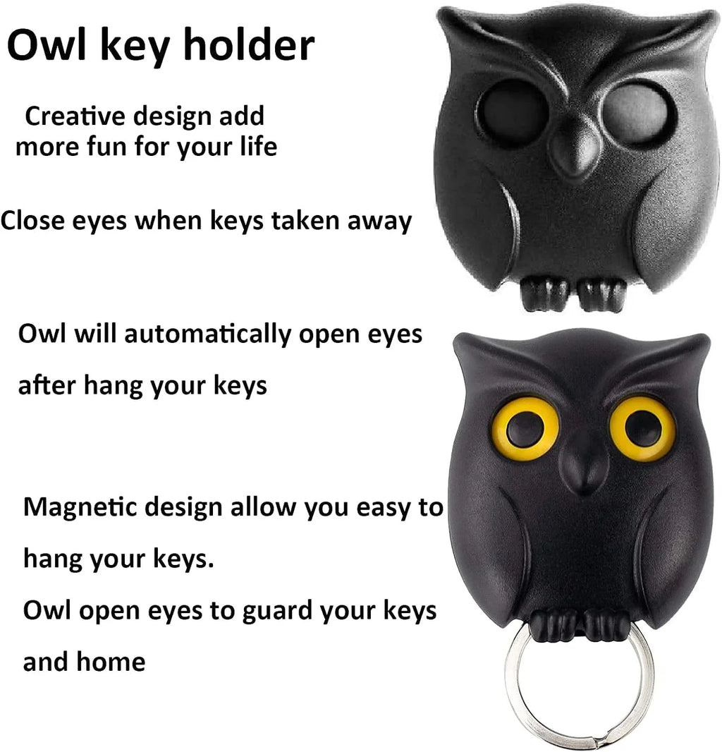 GiftArc Magnetic Owl Key Holder – Auto Open/Close Eyes (Pack of 2/3)