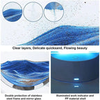 GiftArc 7-Inch LED Sand Art Lamp – 3D Moving Quicksand Hourglass, Glass Body, Chrome Finish, Table Decor Light